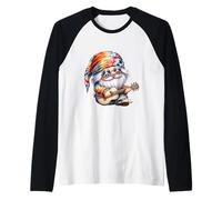 Guitar Playing Hippie GNOME For Women and Mom Peace Sign Camiseta Manga Raglan