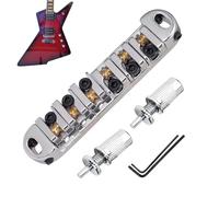 Guitar Saddle Bridge, Roller Saddle Bridge, Stringed Replacement, Zinc Alloy Material, Includes 2 Wrenches, Ideal for Electric Instruments, Beginners, 3.94 X 3.15 X 0.79 In.