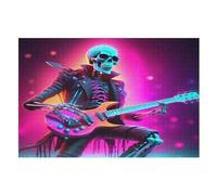 Guitar Skeleton Man Puzzle 1000 Piezas Adultos - Rompecabezas Adultos - Puzzles Adultos para Ejercitar La Lógica Y La Coordinación Sensorial - Juegos Edugatoivos （75×50cm）