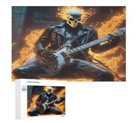 Guitar Skeleton Man Puzzle de madera infantil 1000 piezas - Juego EduChative Motricidad fina y concentración, rompecabezas para adultos (75 × 50 cm)