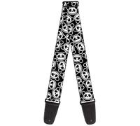 Correa para guitarra con hebilla, diseño de oso de panda disperso, color negro y blanco, 5 cm de ancho, 71-137 cm de longitud