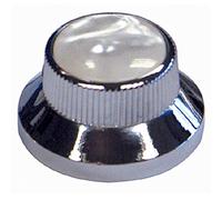Guitar Tech gt843 - Juego de 2 botones de potenciómetro cromo/blanco Pearloid