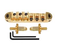 Guitar Tune O-Matic - Puente de sillín de rodillo y llave Allen con tachuelas de repuesto para guitarra eléctrica LP de 6 cuerdas, puente O-matic con tachuelas, llave Allen, sillín de rodillo, negro