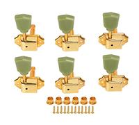 Guitar Tuning Keys 6Pcs | Metal & Plastic Semi Sealed Machine Heads for Electric/Acoustic Guitar | 3L3R Replacement Set with Studs & Screws (Gold)