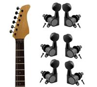 Guitar Tuning Machines, Sealed Oval Head Peg, 3 Left 3 Right String Tuning Knobs with Soft Gear, Metal Guitar Machine Heads, Precision Tunings Tool, Replacement Guitars Hardware for Electric Acoustic