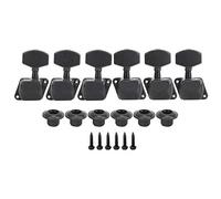 Guitar Tuning Pegs | 6 Metal String Tuners for Semi - Closed Guitar | 3 Left & 3 Right Heads with Screws/Bushings | Replacement Parts (Negra)
