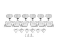 Guitar Tuning Pegs | 6 Metal String Tuners for Semi - Closed Guitar | 3 Left & 3 Right Heads with Screws/Bushings | Replacement Parts (Plata)