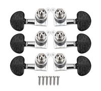 Guitar Tuning Pegs | Locking Knobs Replace Old Tuners | 6 Chrome - Plated Head Machine for Electric/Acoustic Guitar | Semicircle & Oval Style, Screws Included (Semicircle)