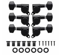 Guitar Tuning Pegs Machine Heads | 6 - Piece Set with Sealed Gear for Accurate Tuning | Zinc Alloy Tuners for Acoustic/Electric Guitars | Black