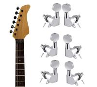 Guitar Tuning Pegs, Oval Head Knobs, Fully Enclosed Tuning Peg, 3 Left + 3 Right Guitar Parts Replacement Set, Guitar String Tool, Easy To Use, Portable For Acoustic Or Electric Guitar, Chrome