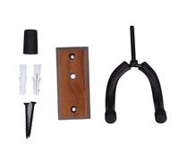 Guitar Wall Mount Hanger | U - Shaped Hook Secures Guitar/Bass/Ukulele | Rotating Bracket for Irregular Headstocks | Wood Grain Design with Soft Rubber Protection (Trapezoidal Black Walnut Wood)