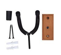 Guitar Wall Mount Hanger | U - Shaped Hook Secures Guitar/Bass/Ukulele | Rotating Bracket for Irregular Headstocks | Wood Grain Design with Soft Rubber Protection (Square Beech Walnut Color)
