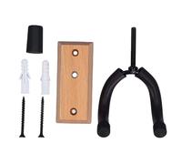 Guitar Wall Mount Hanger | U - Shaped Hook Secures Guitar/Bass/Ukulele | Rotating Bracket for Irregular Headstocks | Wood Grain Design with Soft Rubber Protection (Trapezoidal Beech Wood Color)