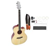 Guitarra acústica 40 pulgadas de madera maciza con cuerdas suaves - Sonido brillante y fácil de tocar para principiantes y niños - Incluye afinador, llave y accesorios completo (Madera Natural)