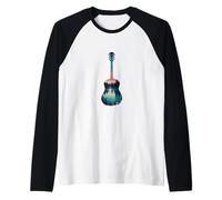 Guitarra Acústica Bosque Lago Naturaleza Pais Camiseta Manga Raglan
