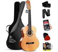 Guitarra acústica clásica para principiantes de 36 pulgadas, tamaño junior de 3/4, guitarra de madera de tilo de 6 cuerdas con bolsa de concierto, afinador, cuerdas de nailon, púas, correa, para