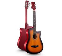 Guitarra acústica de 38 pulgadas, guitarra de madera de 6 cuerdas de acero con kit de inicio, bolsa de concierto, cuerdas, correa, tubo de paso y púa