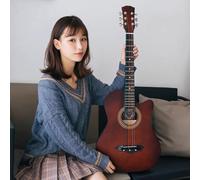Guitarra acústica de 38 pulgadas, guitarra de madera de 6 cuerdas de acero con kit de inicio, bolsa de concierto, cuerdas, correa, tubo de tono y púa, puesta de sol, 41 pulgadas