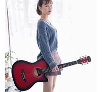Guitarra acústica de 38 pulgadas, guitarra de madera de 6 cuerdas de acero con kit de inicio, bolsa de concierto, cuerdas, correa, tubo de tono y púa, puesta de sol, 41 pulgadas