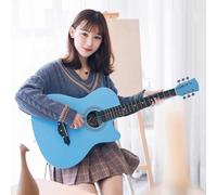 Guitarra acústica de 38 pulgadas, guitarra de madera de 6 cuerdas de acero con kit de inicio, bolsa de concierto, cuerdas, correa, tubo de tono y púa, puesta de sol, 41 pulgadas
