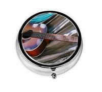 Guitarra acústica de acuarela, pastillero, pastillero cuadrado para bolsillo o monedero, pastillero pequeño, organizador de pastillas de viaje