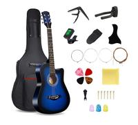 Guitarra acústica de madera de 38 pulgadas, guitarra acústica de 6 cuerdas de acero con bolsa de guitarra y tutorial elemental de guitarra popular para principiantes y adultos