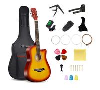 Guitarra acústica de madera de 38 pulgadas, guitarra acústica de 6 cuerdas de acero con bolsa de guitarra, tutorial elemental de guitarra popular para principiantes y adultos (naranja)