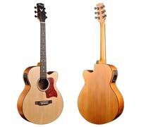Guitarra Acústica-eléctrica De 41 Pulgadas, Paquete De Guitarra Acústica De Tamaño Completo Con Cutaway Tapa De Abeto Macizo, Aros Y Fondo De Caoba, Excelente Rendimiento.(Natural wood colo)