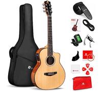 Guitarra acústica eléctrica tamaño 3/4, guitarra eléctrica acústica de 36 pulgadas, paquete de guitarra acútica recortada para principiantes y estudiantes, parte superior de pícea, guitarra