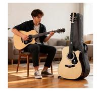 Guitarra Acústica For Principiantes De 41 Pulgadas, Juego De Iniciación De Guitarra Seccionada De Madera De Tamaño Completo Con Estuche, Correa, Cejilla(Natural)