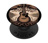 Guitarra Acústica Fusionada con Árbol Lago Bosque Música PopSockets PopGrip Adhesivo
