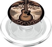 Guitarra Acústica Fusionada con Árbol Lago Bosque Música PopSockets PopGrip para MagSafe