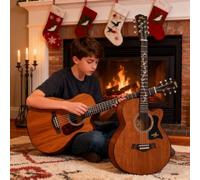 Guitarra Acústica Para Principiantes De 41 Pulgadas, Guitarra De Madera Con Cutaway De Tamaño Completo, Kit De Inicio Con Funda, Cuerdas, Correa, Afinador Y Púas.(marrón,40 in)