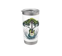 Guitarra acústica Rock On Guitar Lake Tree Moonlight Trees Tee Vaso térmico de acero inoxidable de doble pared