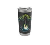 Guitarra acústica Rock On Guitar Lake Tree Moonlight Trees Tee Vaso térmico de acero inoxidable de doble pared