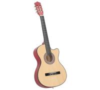 Guitarra acústica Western de 38 pulgadas con corte de 6 cuerdas, madera de tilo, para principiantes y niños, color marrón claro