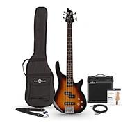 Guitarra baja de escala corta Chicago con amplificador de bajo de 15W y accesorios