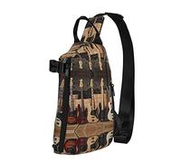 Guitarra bajo instrumentos musicales impresos, mochila cruzada para hombres y mujeres, para caminar al aire libre, viajes, Negro -, Talla única