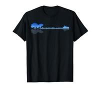 Guitarra Bajo Lago Sombra Amor Reflexión Silueta Metal Camiseta