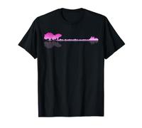 Guitarra Bajo Lago Sombra Amor Reflexión Silueta Metal Camiseta