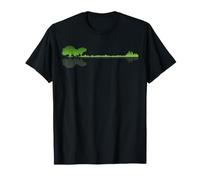 Guitarra Bajo Lago Sombra Amor Reflexión Silueta Metal Camiseta