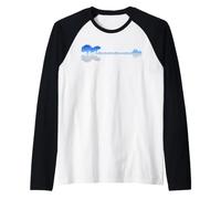 Guitarra Bajo Lago Sombra Amor Reflexión Silueta Metal Camiseta Manga Raglan