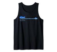 Guitarra Bajo Lago Sombra Amor Reflexión Silueta Metal Camiseta sin Mangas