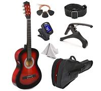 Guitarra clásica de madera de 30 pulgadas con estuche y accesorios para niños/niñas/niños/principiantes (Redburst)