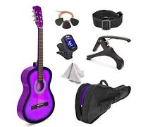 Guitarra clásica de madera de 76.2 cm con estuche y accesorios para niños, niñas, niños, principiantes (degradado morado)