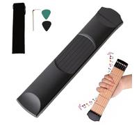 Guitarra de bolsillo, herramienta portátil de práctica de guitarra acústica de bolsillo, 2 púas, entrenador de acordes de gadget, diapasón de cuello de guitarra, para niños, hombres, mujeres, amantes