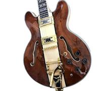 Guitarra de jazz semihueca alta personalizada, chapa madera arce Spalted y flameado, guitarra rocker grande