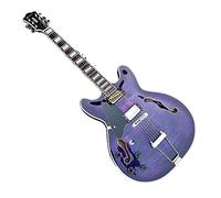 Guitarra de Jazz zurda cuerpo fino personalizada, Color púrpura, semihueco, guitarra eléctrica 335