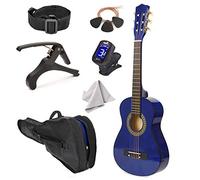 Guitarra de madera para zurdos de 30 pulgadas con funda y accesorios para niños, niñas, niños, adolescentes, principiantes (azul)