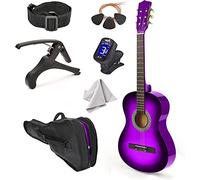 Guitarra de madera para zurdos de 30 pulgadas con funda y accesorios para niños, niñas, niños, adolescentes, principiantes (degradado morado)